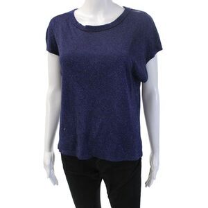 R+A Womens Basic Dark Blue Cotton Crew Neck Short Sleeve T-Shirt 80s Size XS